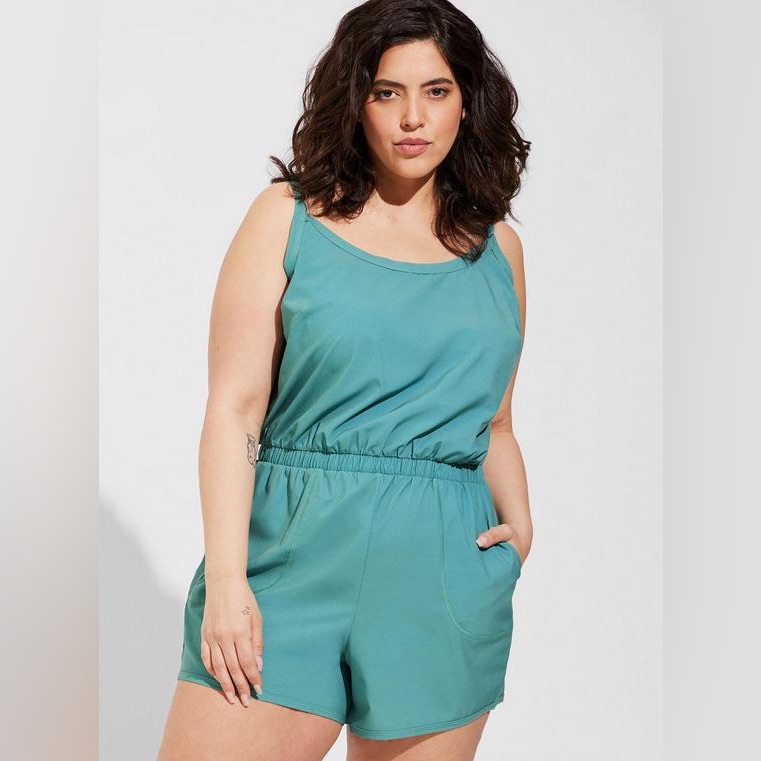 Torrid Stretch Woven Active Romper With Pockets Nwt